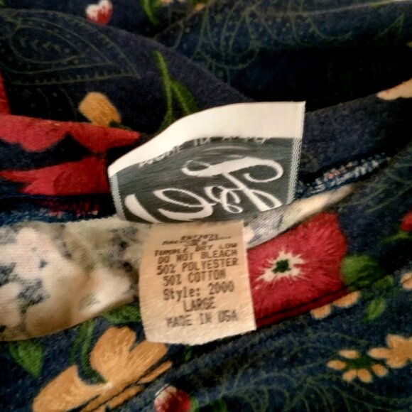 Vintage Large Skirt And Shirt Knit Outfit Set Blue Floral Cottagecore Soft USA - Picture 13 of 16